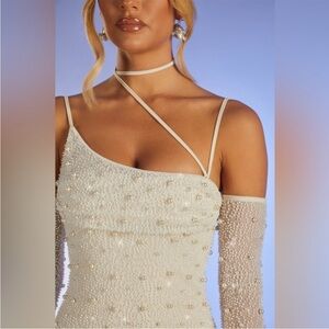 Oh Polly Cream Asymmetrical Dress